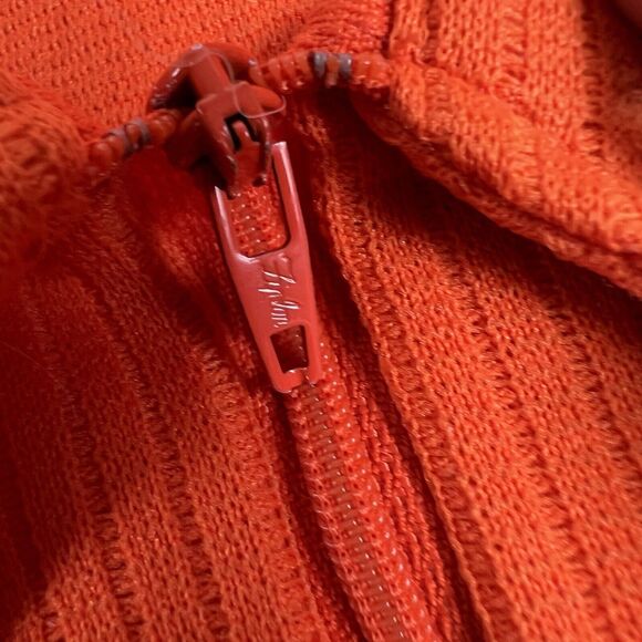 70s King Louie Double Knit Bowling Shirt Men’s Large Orange Short Sleeve 1/4 Zip - Picture 6 of 16